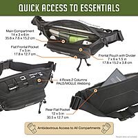 Maxpedition Keystone Versipack (14” x 6” x 6”) Tactical Crossbody Fanny Pack for Everyday Carry (Black) 0456B