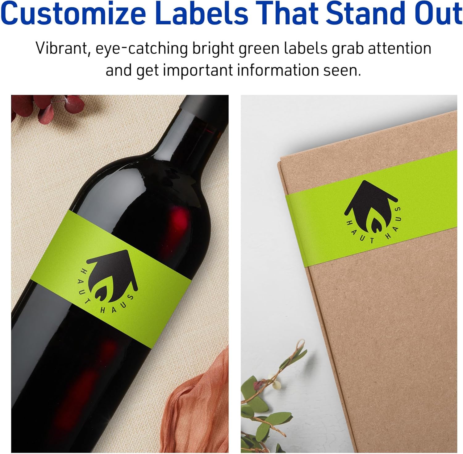 Avery Printable Rectangle Labels, Sure Feed Technology, 2-1/2" x 7", Bright Green Labels, Print-to-The-Edge