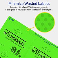 Avery Printable Rectangle Labels, Sure Feed Technology, 3-1/3" x 4", Neon Green, Laser/Inkjet Printable