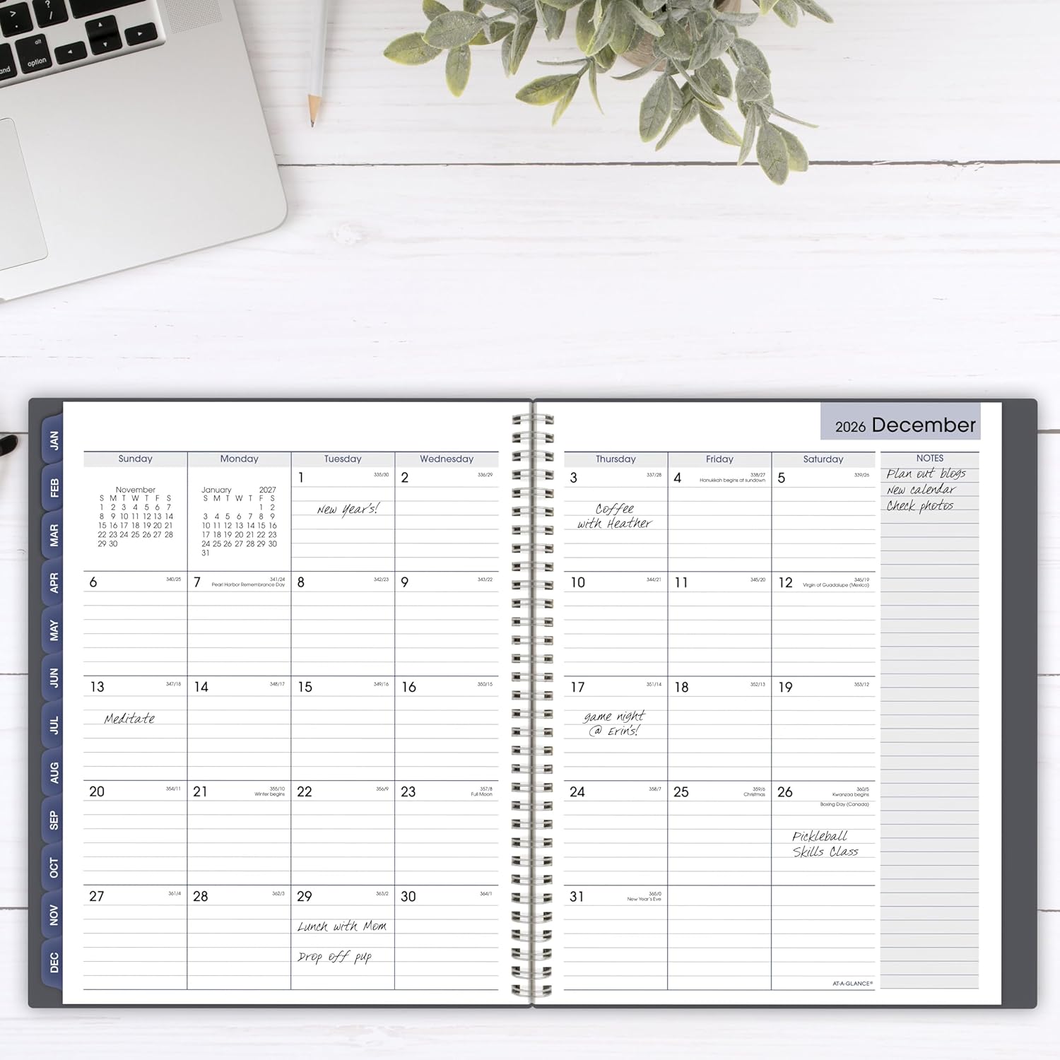 AT-A-GLANCE 2026 Planner, Weekly & Monthly, 8-1/2" x 11", Large, Spiral Bound, DayMinder, Gray (GC5450726)