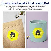 Avery Printable Hexagon Labels, Sure Feed Technology, 2-1/2" x 2-57/64", Neon Yellow, Print-to-The-Edge, Laser/Inkjet