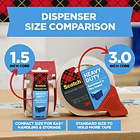 Scotch Heavy Duty Shipping Packaging Tape, 1 Dispensered Roll, 1.88 x 38.2 yd, Great for Packing, Shipping & Moving