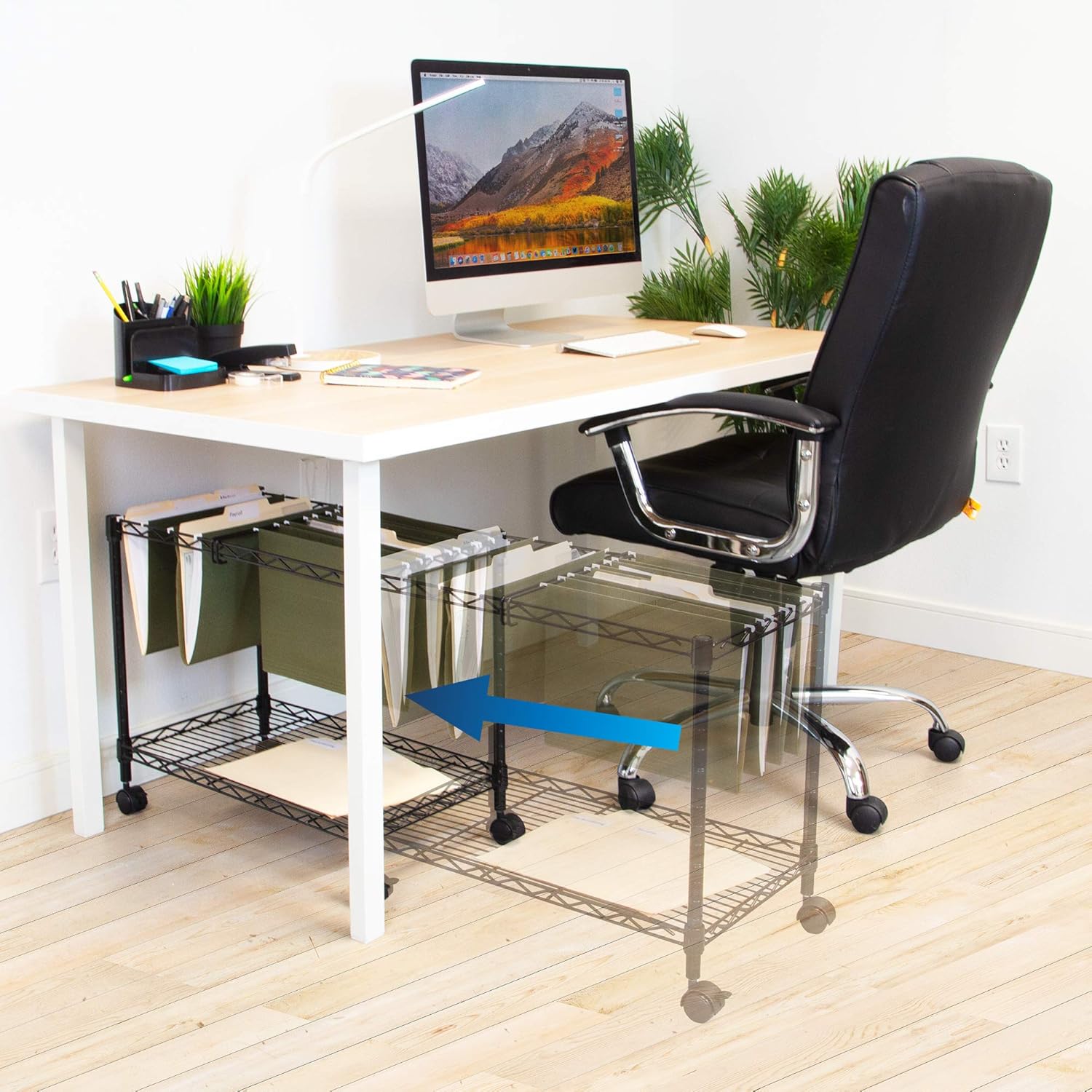 Mount-It! Rolling File Cart with Locking Casters, Mobile Filing Cabinet for Letter and Legal Size Folders