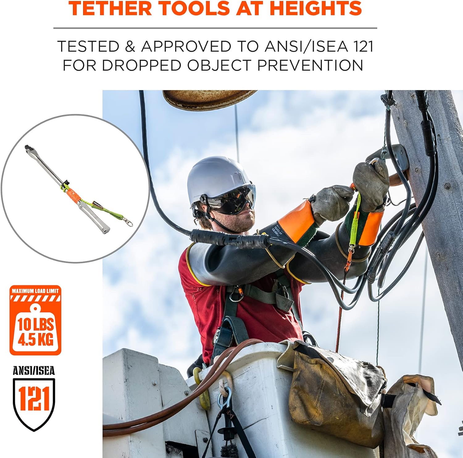 Ergodyne Squids 3713 Tool Tails Attachment with Swivel End, 10 Pounds,Lime