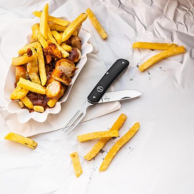 Böker Plus® Tech Tool Fork - noble pocket knife with fork - foldable camping cutlery - design travel cutlery - foldable outdoor cutlery with clip