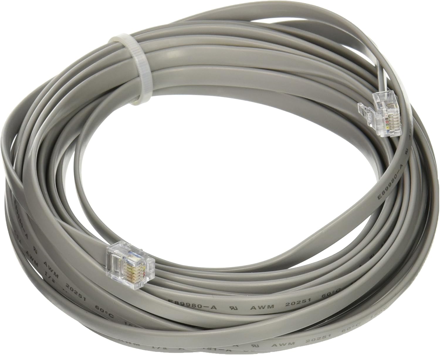 Legrand - C2G RJ12 6C6P Straight Modular Cable, Straight Through Pinned Cable, Silver Modern Cable, 25 Feet, C2G 08114