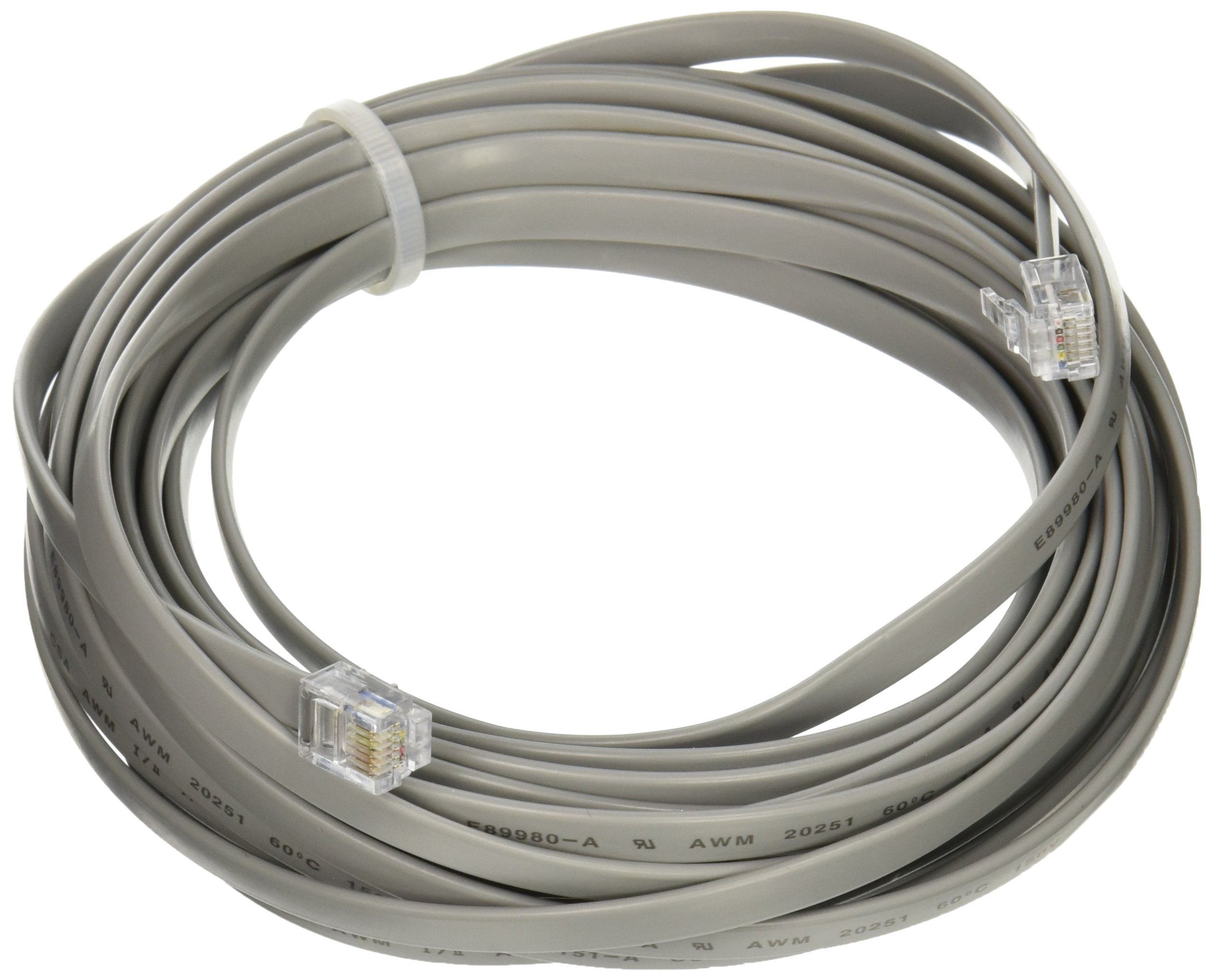 Legrand - C2G RJ12 6C6P Straight Modular Cable, Straight Through Pinned Cable, Silver Modern Cable, 25 Feet, C2G 08114