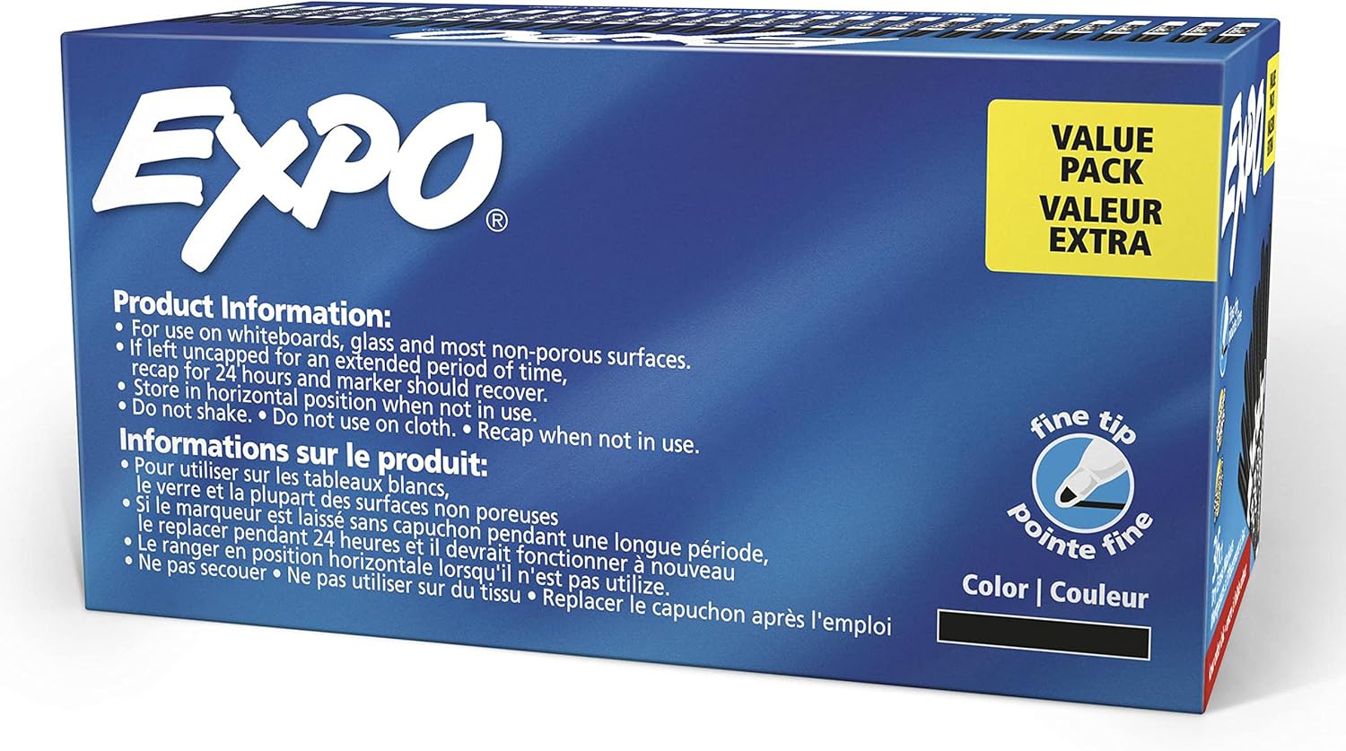 EXPO Fine Tip Dry Erase Markers Low Odor Black Ink 36-Count Set Ideal for Classroom Office and Home Use 36 Count