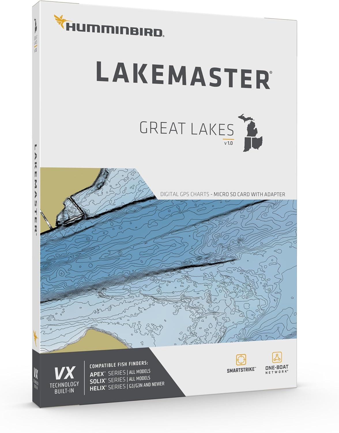 Humminbird LakeMaster Great Lakes V1 Map SD Card for Fish Finders