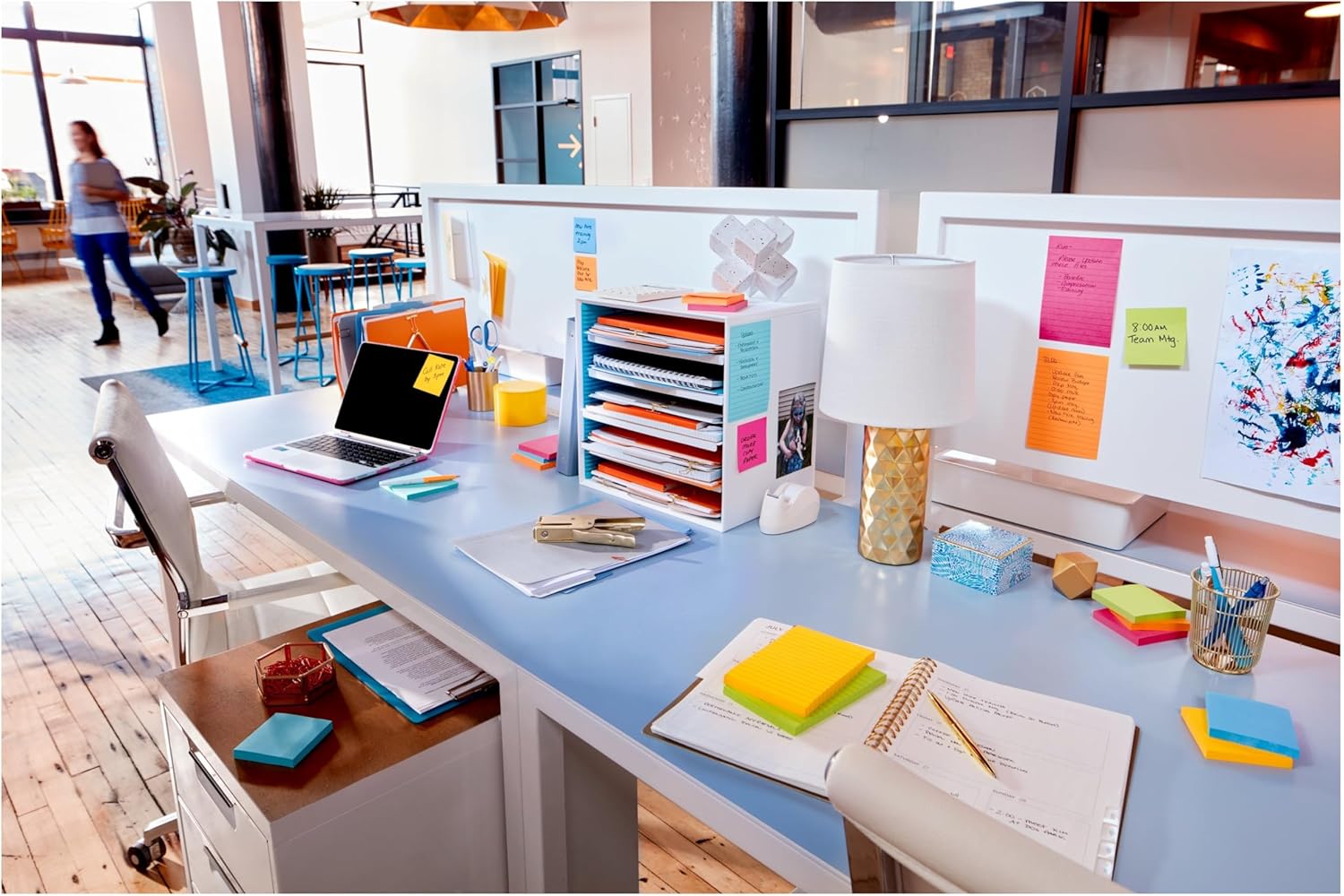 Post-it Super Sticky Notes, 3x3 in, 12 Pads, 2X The Sticking Power, Energy Boost Collection, Bright Colors (Orange, Pink