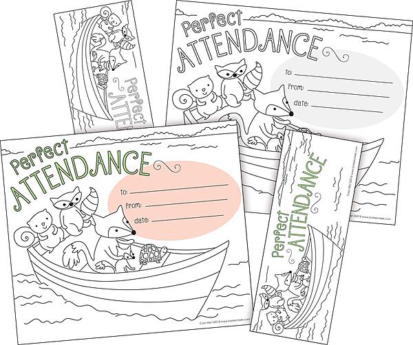 BARKER CREEK Recognition Awards and Bookmarks, Color Me Attendance, Awards are 6-3/8" x 5-1/2", Bookmarks are 2-1/8" x 5-1/2", 30/Pack (428)