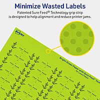 AVERY Printable Rectangle Labels, Sure Feed Technology, 1/2" x 1-3/4", Bright Green, Print-to-The-Edge, Laser/Inkjet Compatible
