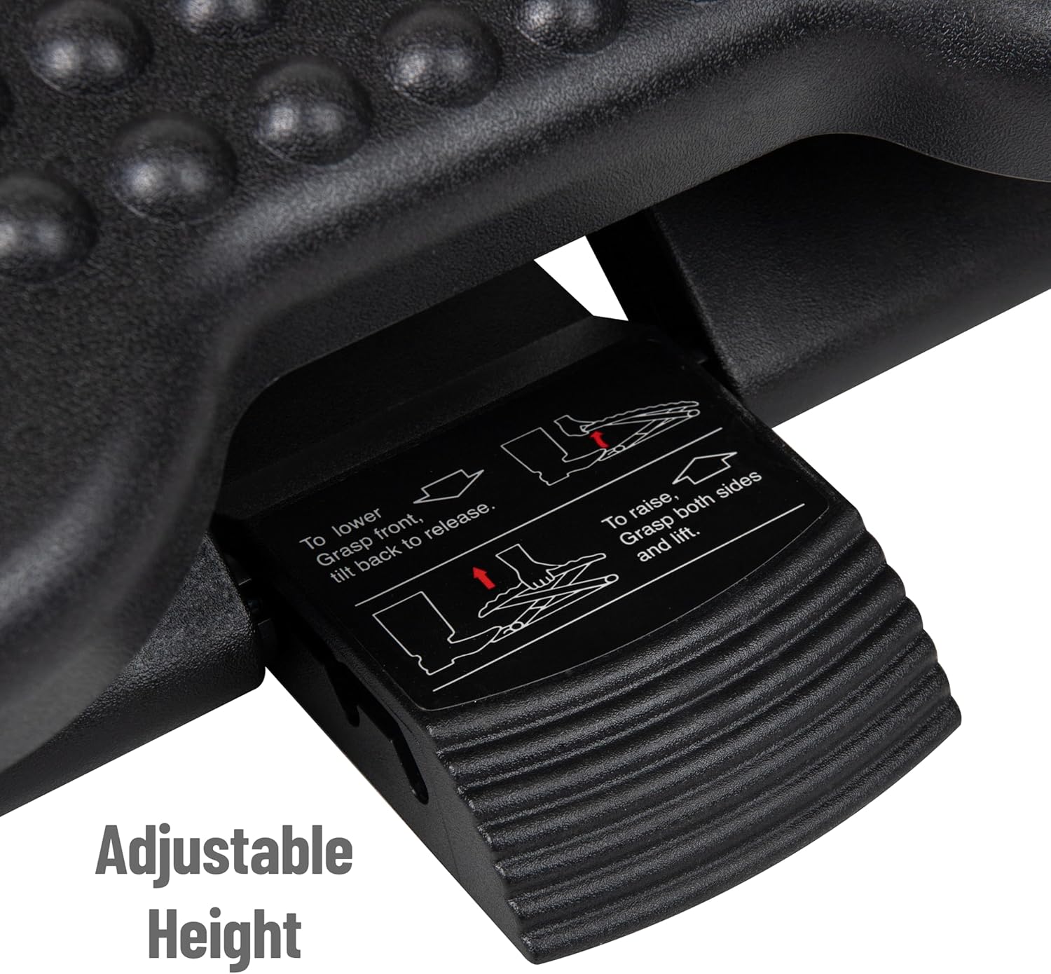 Mind Reader Foot Rest, Under Desk at Work, Ergonomic, Height Adjustable, Office, Plastic, 17" L x 13" W x 6.25" H, Set of 2