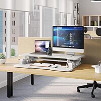 Mount-It! 38in Wide Height Adjustable Standing Desk Converter with Keyboard Tray