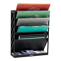 Mind Reader 5-Tier Vertical File Holder, Desktop Organizer, Wall Mount