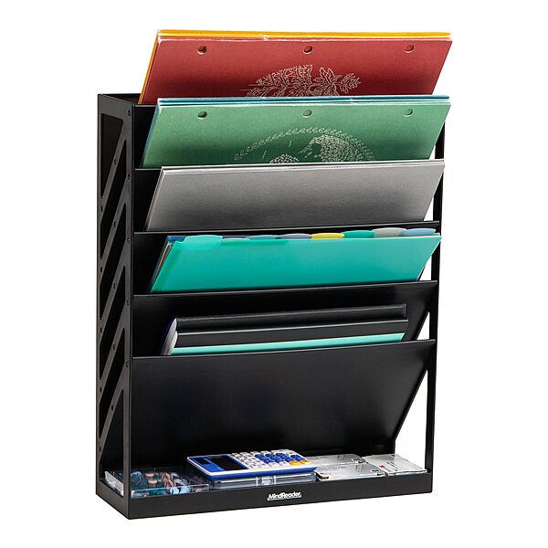 Mind Reader 5-Tier Vertical File Holder, Desktop Organizer, Wall Mount
