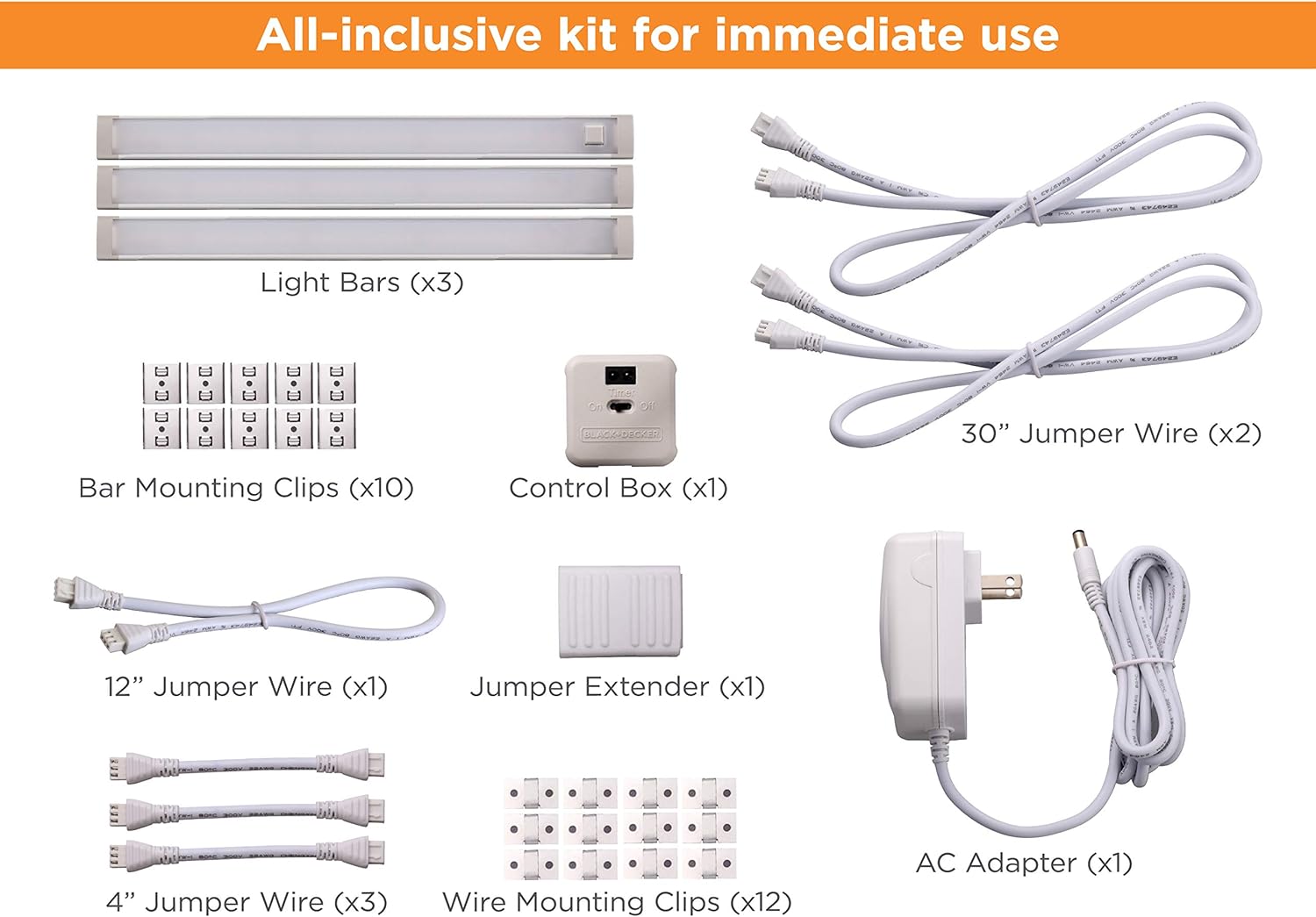 BLACK+DECKER LED Under Cabinet Lighting Kit - Linkable, Dimmable, Motion Sensor