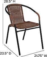 Flash Furniture Lila Rattan Stackable Indoor/Outdoor Dining Chairs