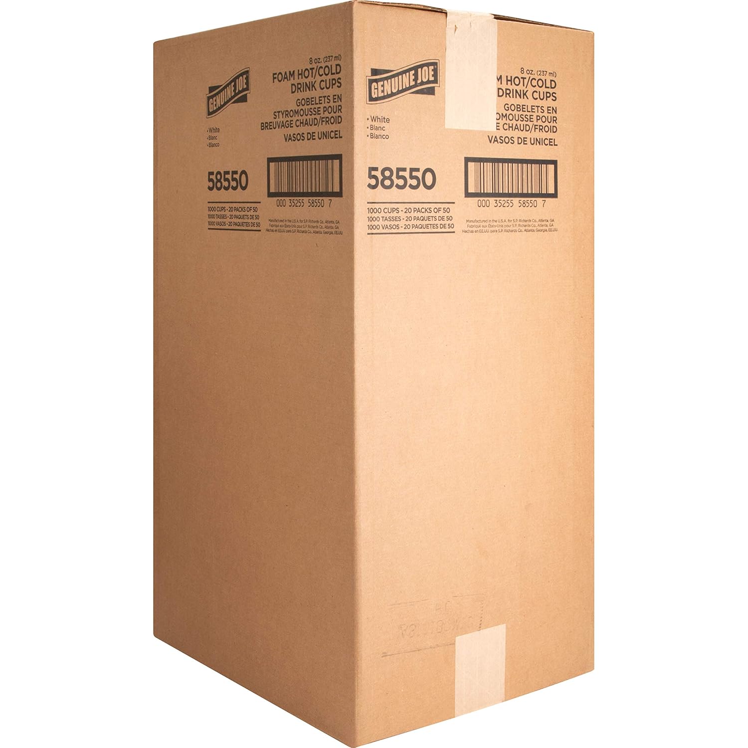 Genuine Joe Hot/Cold Foam Cups, 8 Oz, White - Carton of 1,000 (Model 58550)