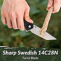 CIVIVI Brazen Folding Knife, Button Lock Pocket Knife with 3.46'' Swedish 14C28N Tanto Blade, Ultra-Grip G10 Handle, Low-Profile Clip for EDC