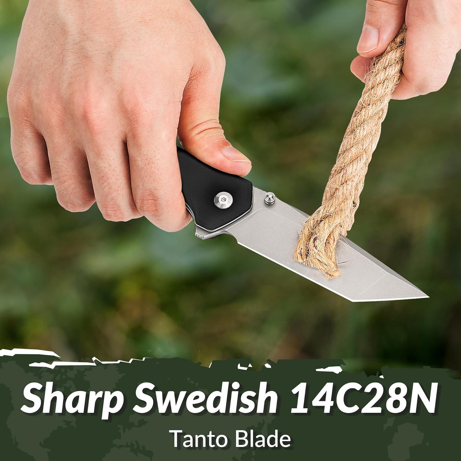 CIVIVI Brazen Folding Knife, Button Lock Pocket Knife with 3.46'' Swedish 14C28N Tanto Blade - LOW-PROFILE