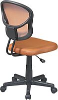 OSP Home Furnishings EM Series Mesh Back Armless Task Chair with Padded Fabric Seat and 360 Degree Swivel, Orange