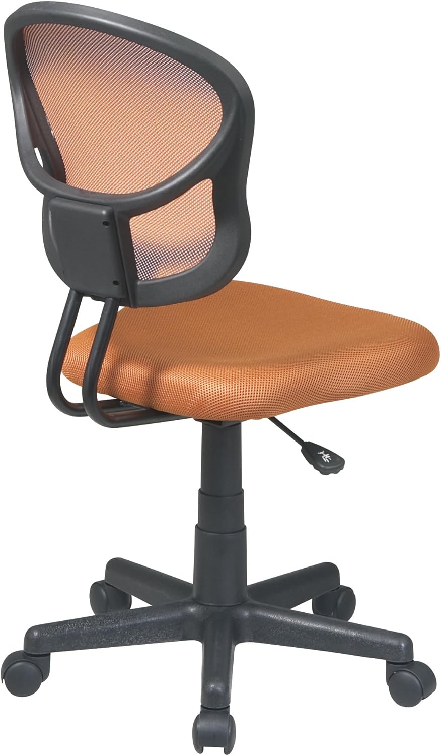 OSP Home Furnishings EM Series Mesh Back Armless Task Chair with Padded Fabric Seat and 360 Degree Swivel, Orange