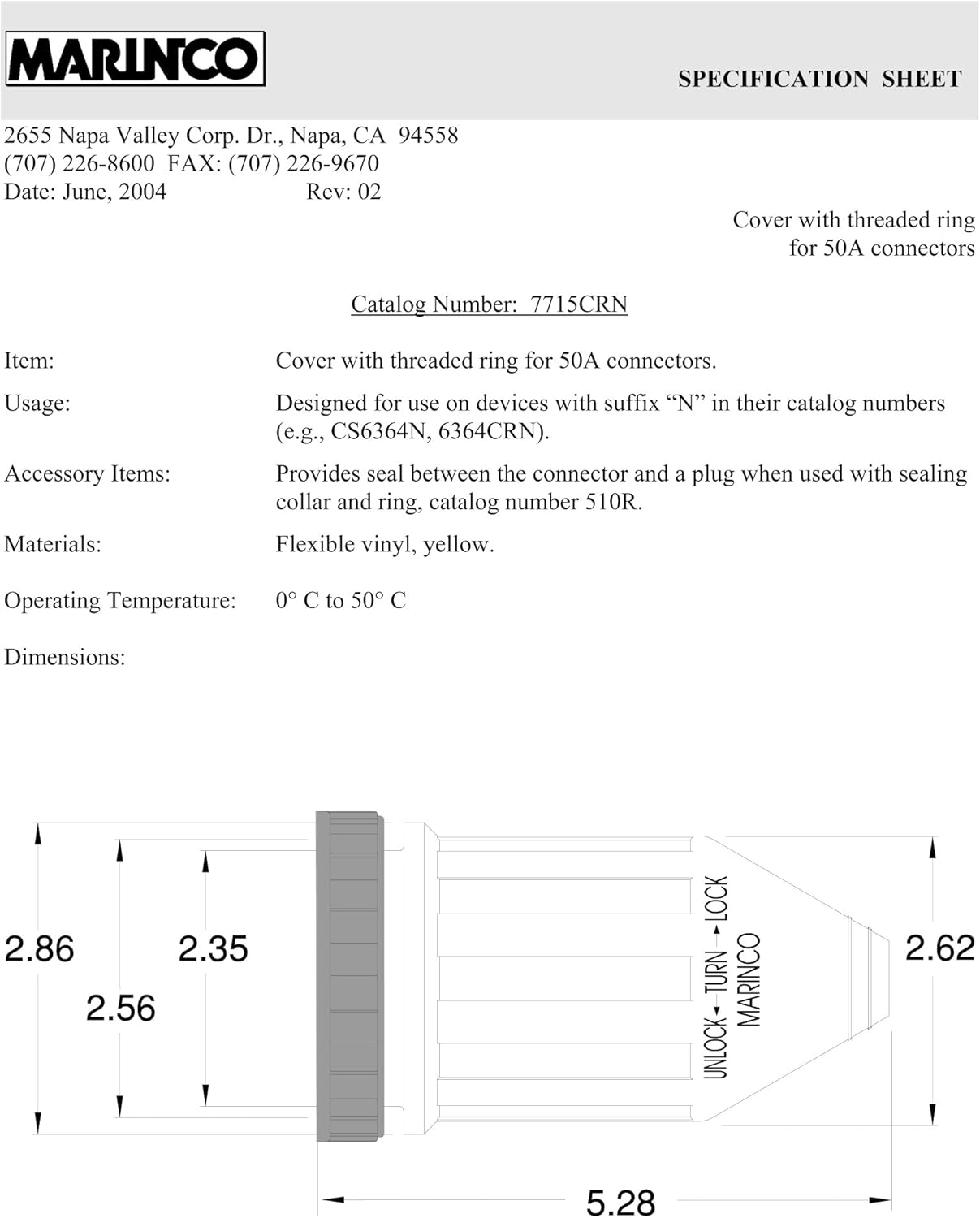 Marinco 7715CRN Weatherproof Cover with Threaded Ring for Marinco Marine Electrical 50-Amp Connectors (6360CRN and 6364CRN
