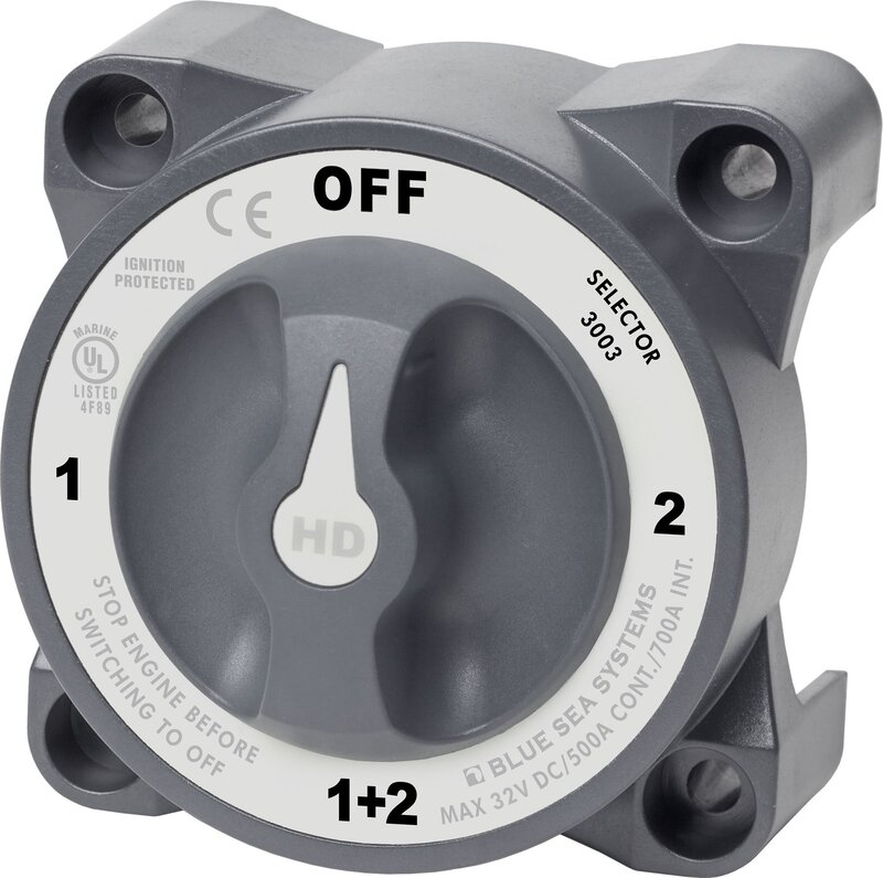 Blue Sea Systems 3003 Heavy Duty Battery Switch with Alternator Field Disconnect, 1-2-Off-Both, Beige