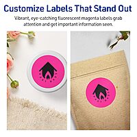 Avery Printable Round Labels, Sure Feed Technology, 2-1/2" Diameter, Neon Magenta