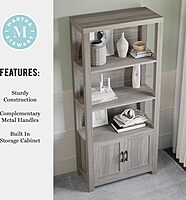 Martha Stewart Hutton Four Tier Shaker Bookcase with Storage Cabinet