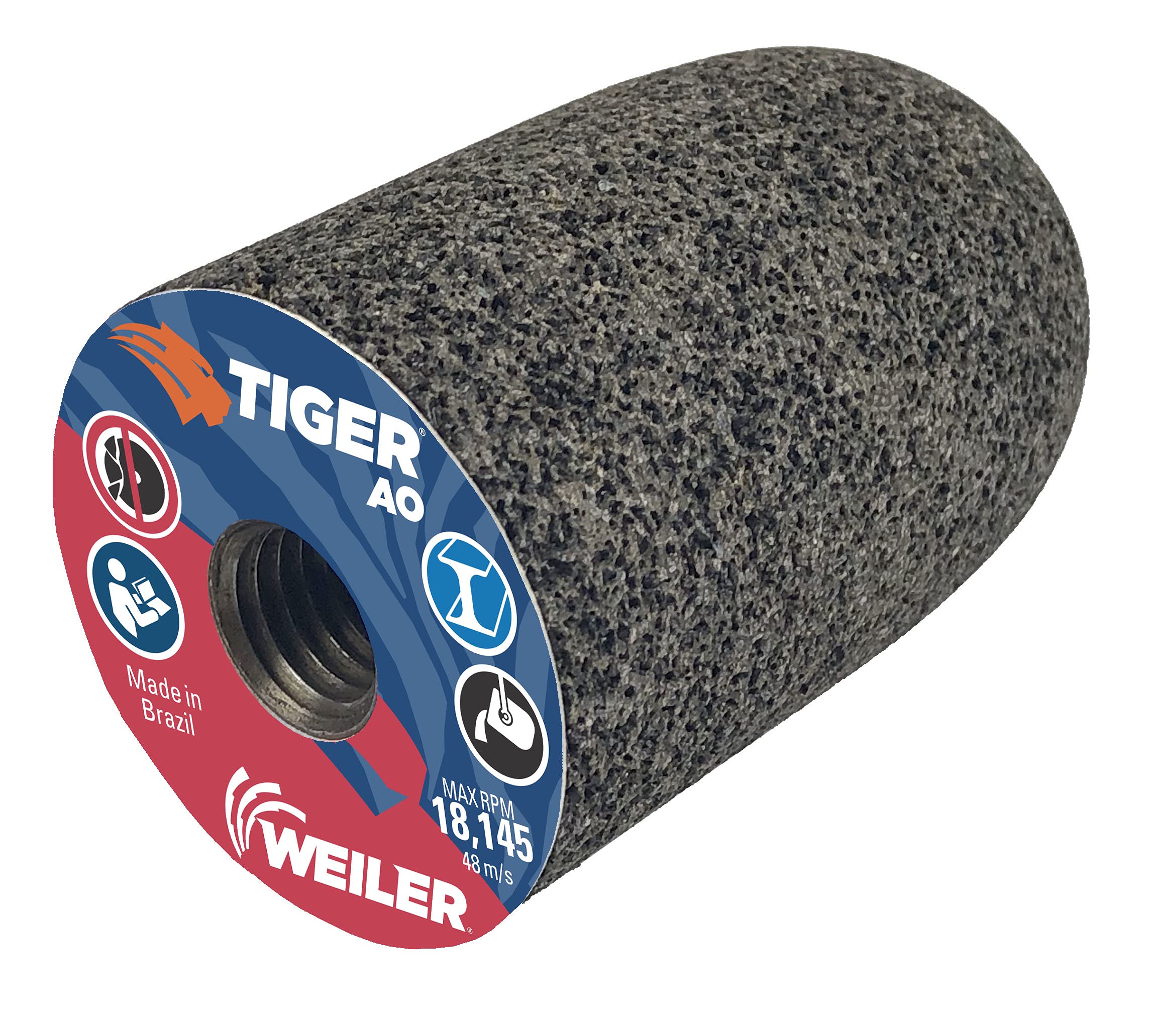 Weiler 68329 TIGER AO TYPE 18R Round Tip Portable Grinding Plug, A24-R, 2" X 3" X 5/8-11, (Pack of 12)