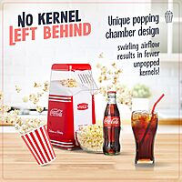Nostalgia Electrics Coca-Cola Hot-Air Electric Popcorn Maker, 8 Cups, Healthy Oil Free Popcorn with Measuring Scoop
