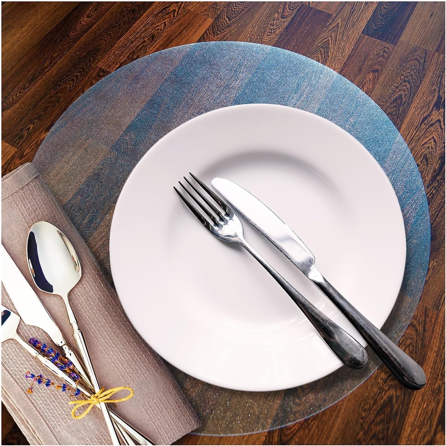 Floortex Desktex Anti-Microbial Circular Table Mats, 12in Diameter, Pack of 2, Fresh Mist