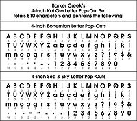 Barker Creek Letter Pop-Out Set of 2, 4" Kai Ola and Sea & Sky, Mixed-Design, 255 Upper and Lowercase Letters, Numbers & Punctuation Marks in Each of 2 Designs, 510 Characters Total (4130)