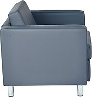 Office Star Pacific Armchair with Padded Box Spring Seats and Silver Finish Legs, Dillon Blue Faux Leather