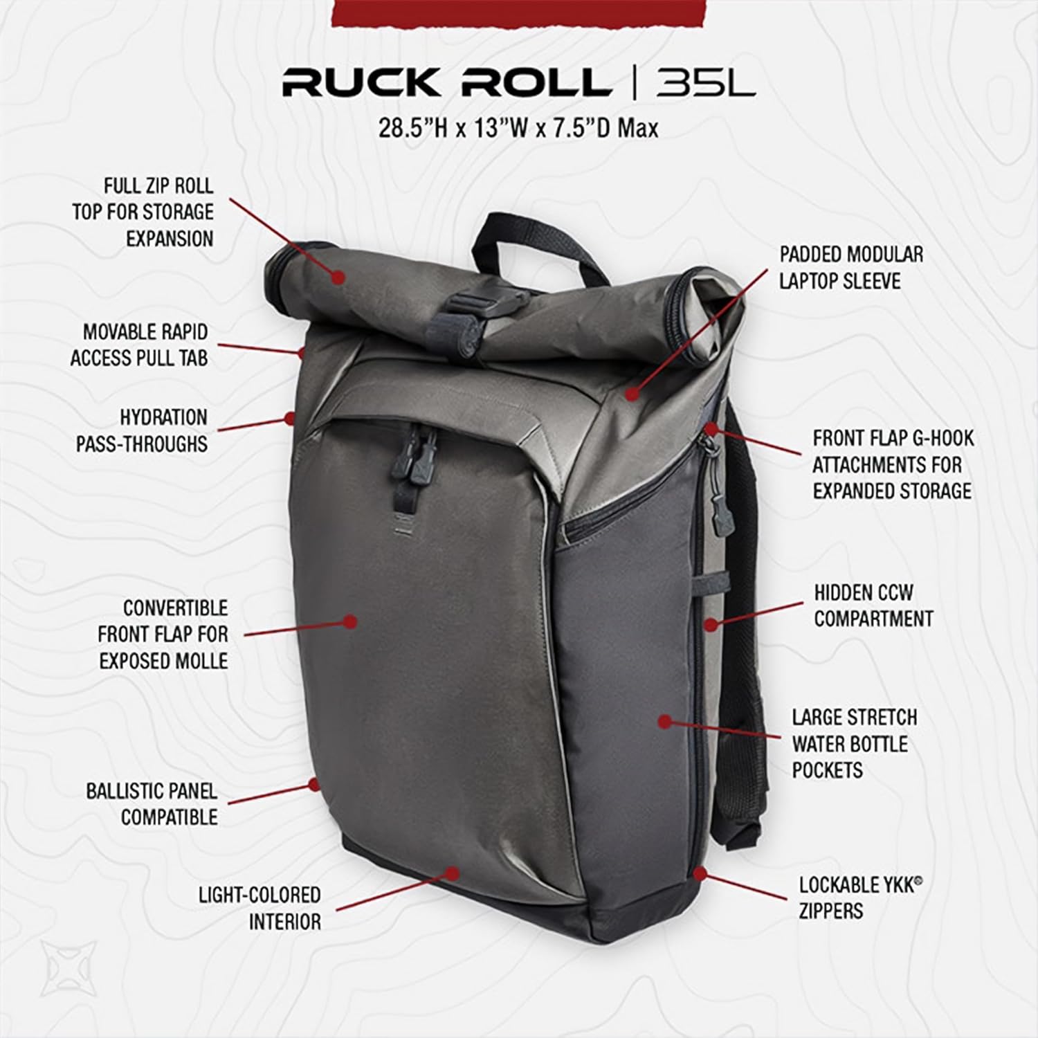 VERTX Ruck Roll 35L Tactical Backpack