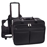 McKLEIN 17" Nylon Patented Detachable -Wheeled Laptop Overnight with Removable Briefcase- CHICAGO Black
