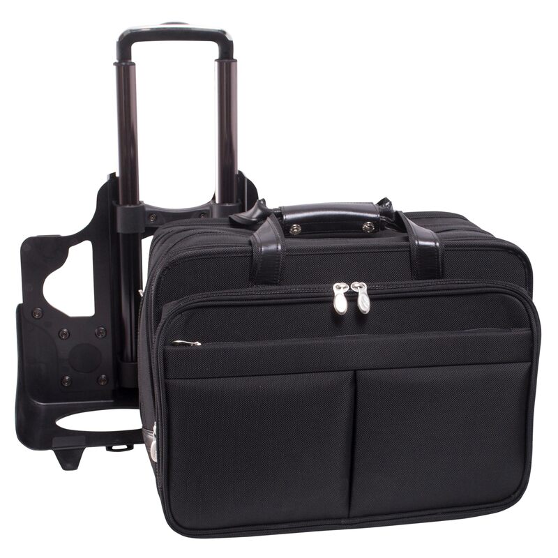 McKLEIN 17" Nylon Patented Detachable -Wheeled Laptop Overnight with Removable Briefcase- CHICAGO Black
