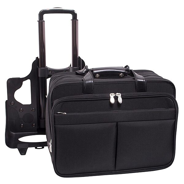 McKLEIN 17" Nylon Patented Detachable -Wheeled Laptop Overnight with Removable Briefcase- CHICAGO Black