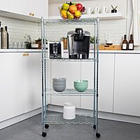 MIND READER 4-Tier Adjustable Metal Storage Shelf, Chrome
