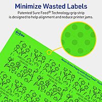 Avery Printable Square Labels, Sure Feed Technology, 2-1/8" x 2-1/8", Neon Green Labels, Print-to-The-Edge