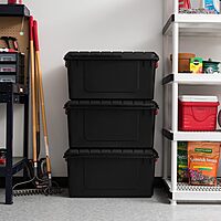 IRIS Weathertight Plastic Storage Containers With Latch Lids, 15 3/8in x 16in x 30in, Black, Case Of 4