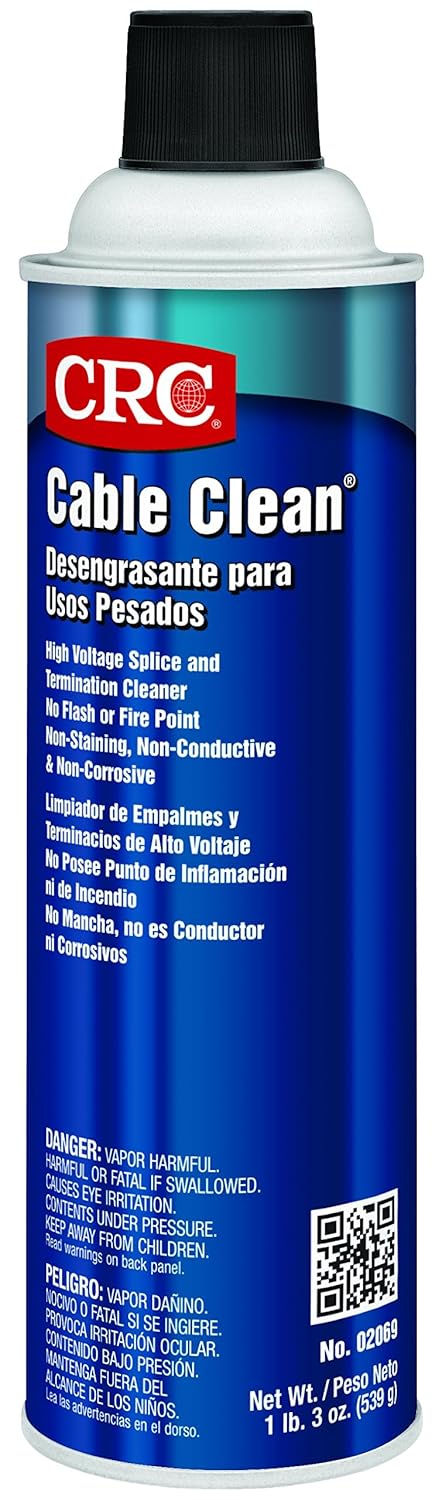 CRC Cable Clean High Voltage Splice Cleaner 02069 – 19 WT OZ, Suitable for Cable Splicing and Terminating 19 Oz 1 Pack