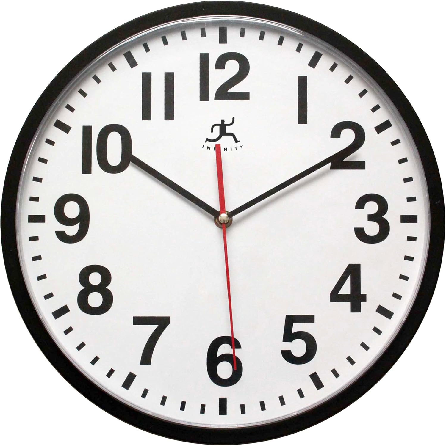 Infinity Instruments 13.5 inch Shatter Resistant Round Non-Ticking Silent Battery Operated Easy to Read Clock for Office