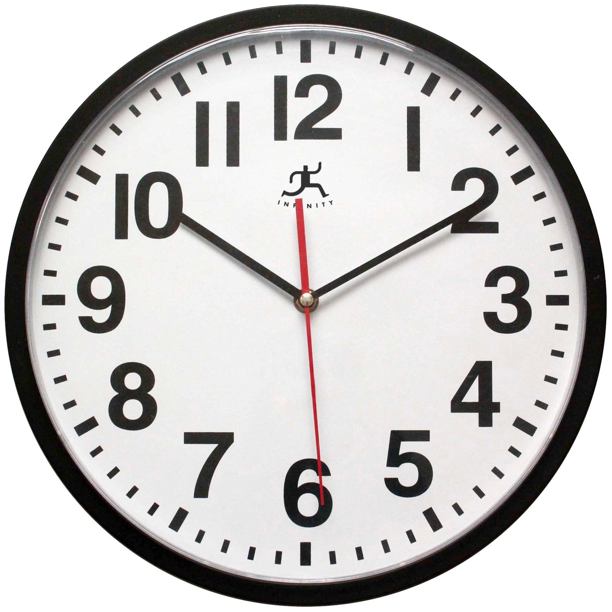 Infinity Instruments 13.5 inch Shatter Resistant Round Non-Ticking Silent Battery Operated Easy to Read Clock for Office