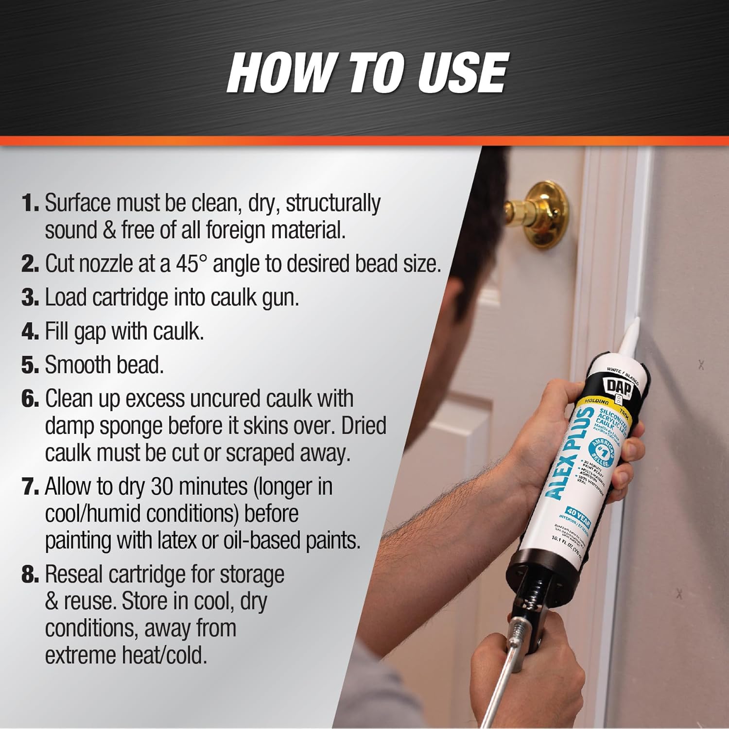 DAP INC 18152 10.1oz White Alex Plus Acrylic Latex Caulk with Silicone 10.1 FL OZ