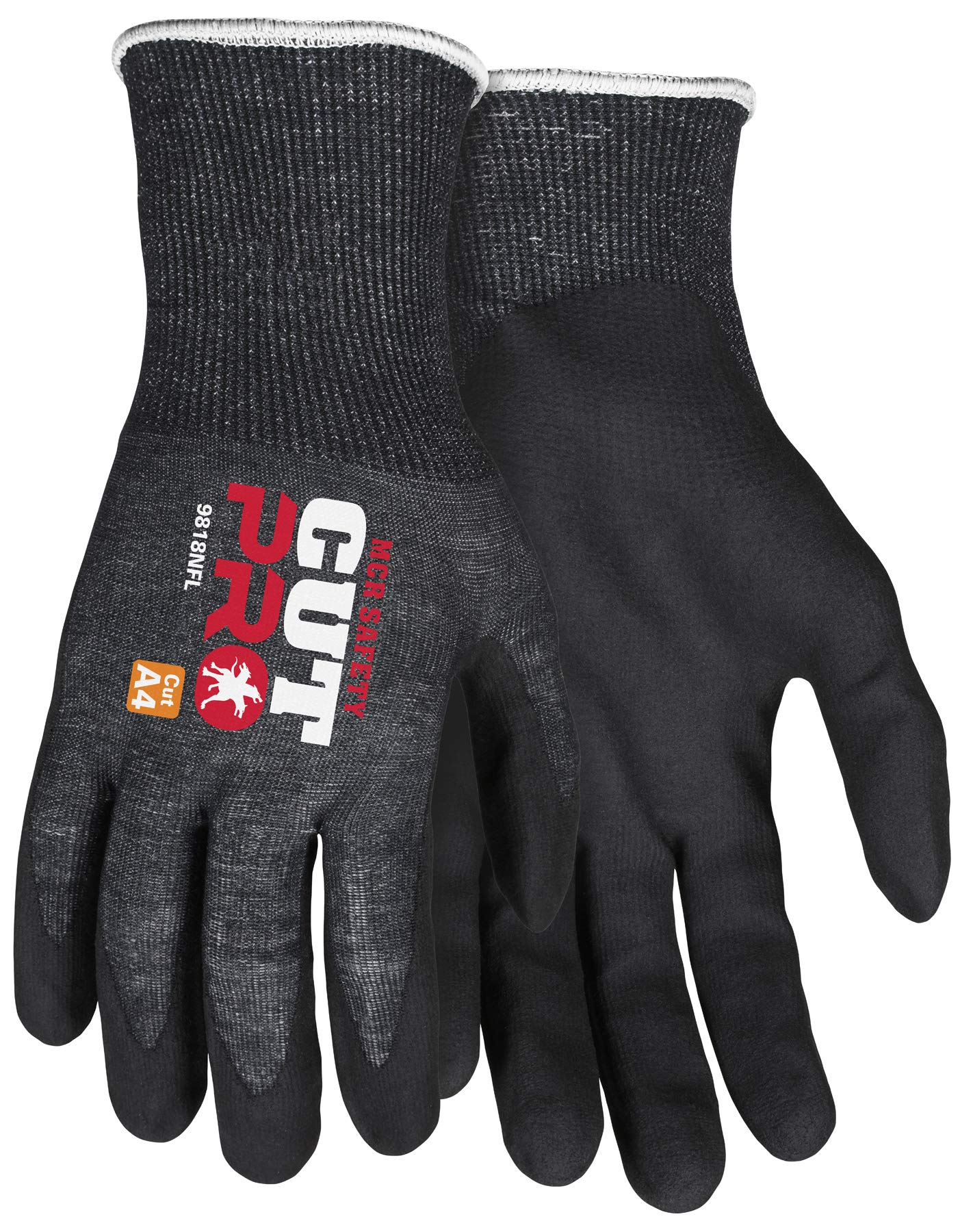 MCR Safety 9818NF Cut Pro 18-Gauge HyperMax Work Glove, Foam Nitrile Coated Palm & Fingertips, Touchscreen Friendly