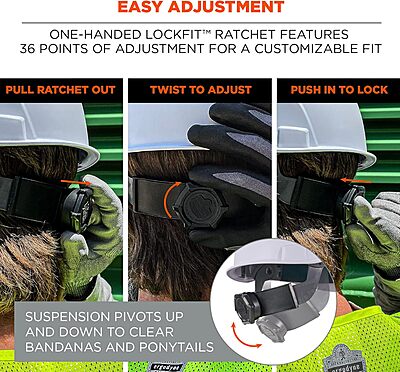 Ergodyne Skullerz 8986 6-Point Hard Hat Suspension Replacement, Gray