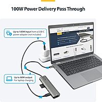 StarTech.com USB-C Multiport Adapter Hub, USB-C to 4K 60Hz HDMI, Gigabit Ethernet and 100W Charging for MacBook Pro/Air and Windows